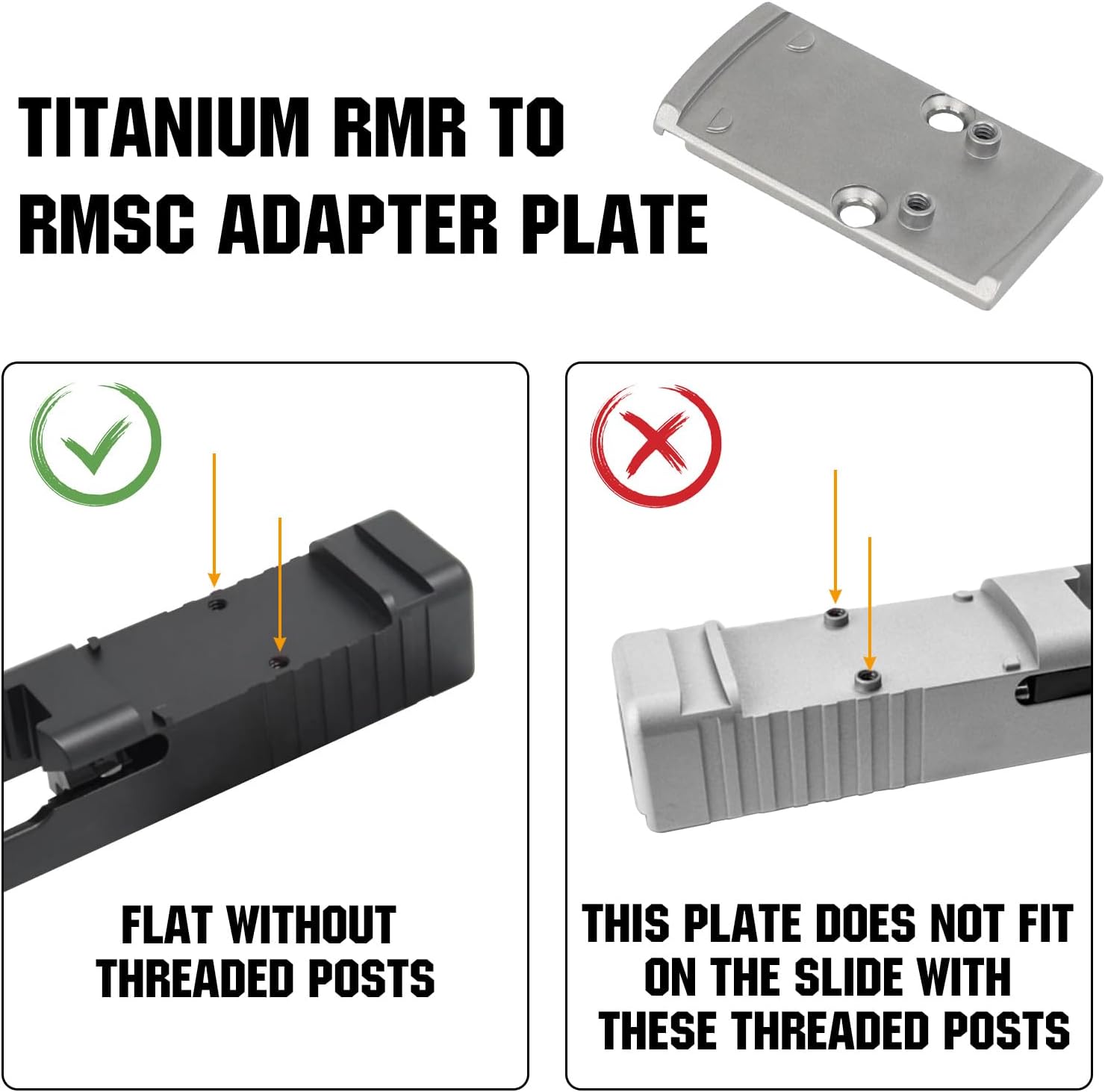 ohhunt Mount Compatible with RMR to RMS Adapter Plate Compatible with Holosun 407K/507K/EPS Carry/EPS/RomeoZero fit RMR Cut Slide Without Thread Post