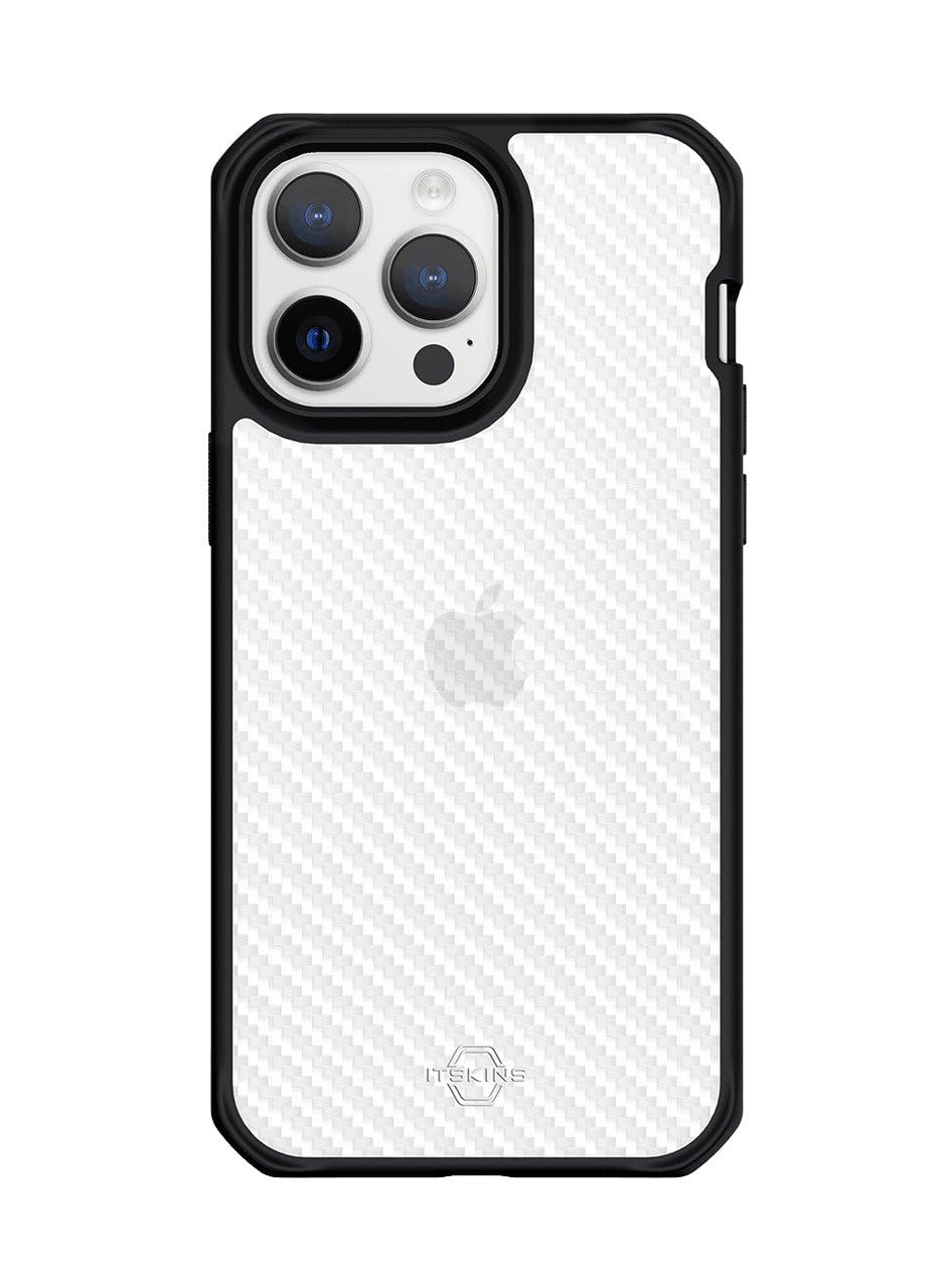 Apple iPhone 14 Pro Compatible Case, It Skins Hybrid R/Tek Anti-Yellowing | Air-Pocket Technology | RUGGED SOLID FINISH | ANTIMICROBIAL | RAISED EDGES (Black/Transparent)