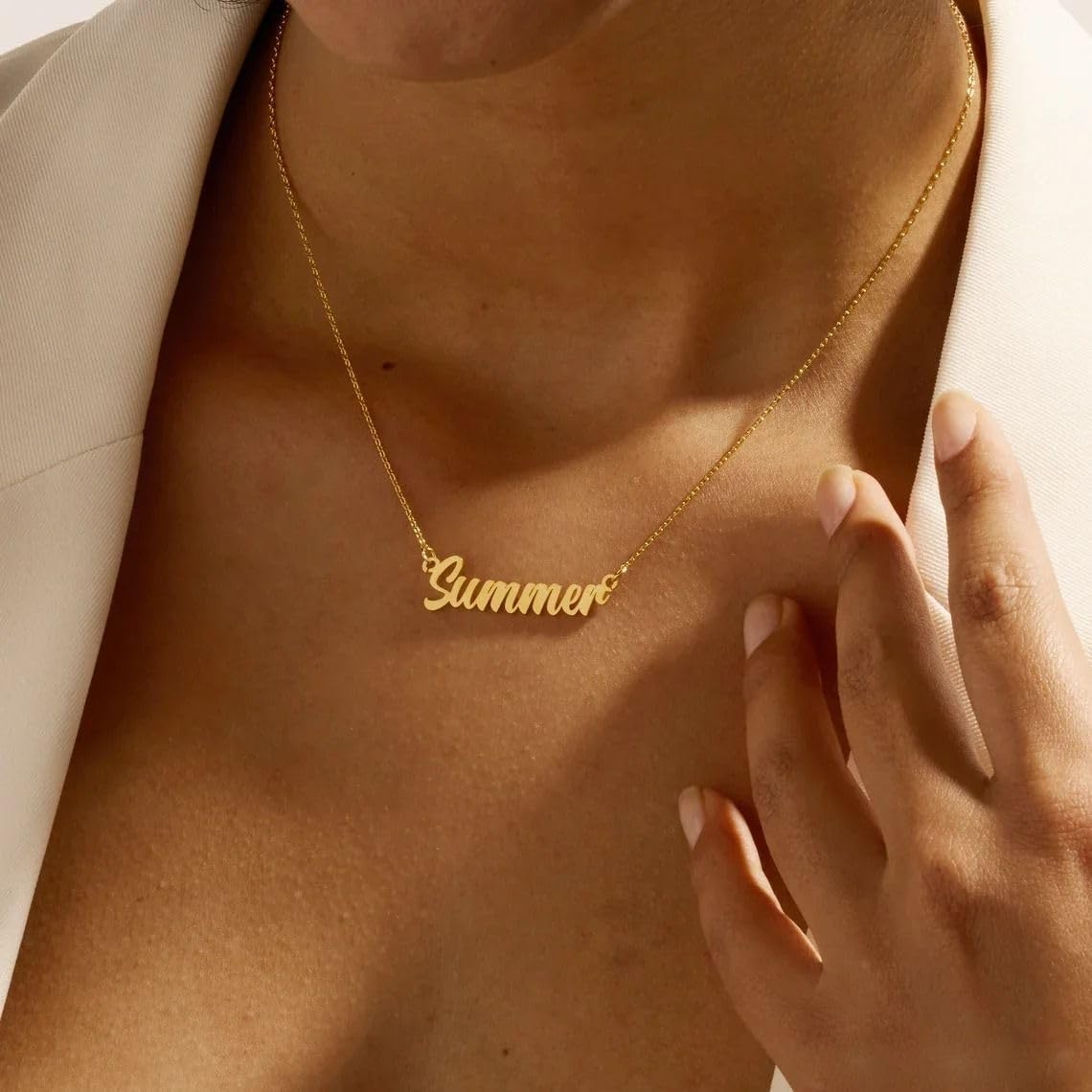 Collar con nombre personalizado, chapado en oro de 24 quilates, chapado en oro rosa auténtico y acero inoxidable plateado, colgante de letra personalizado, regalo para cumpleaños y Navidad