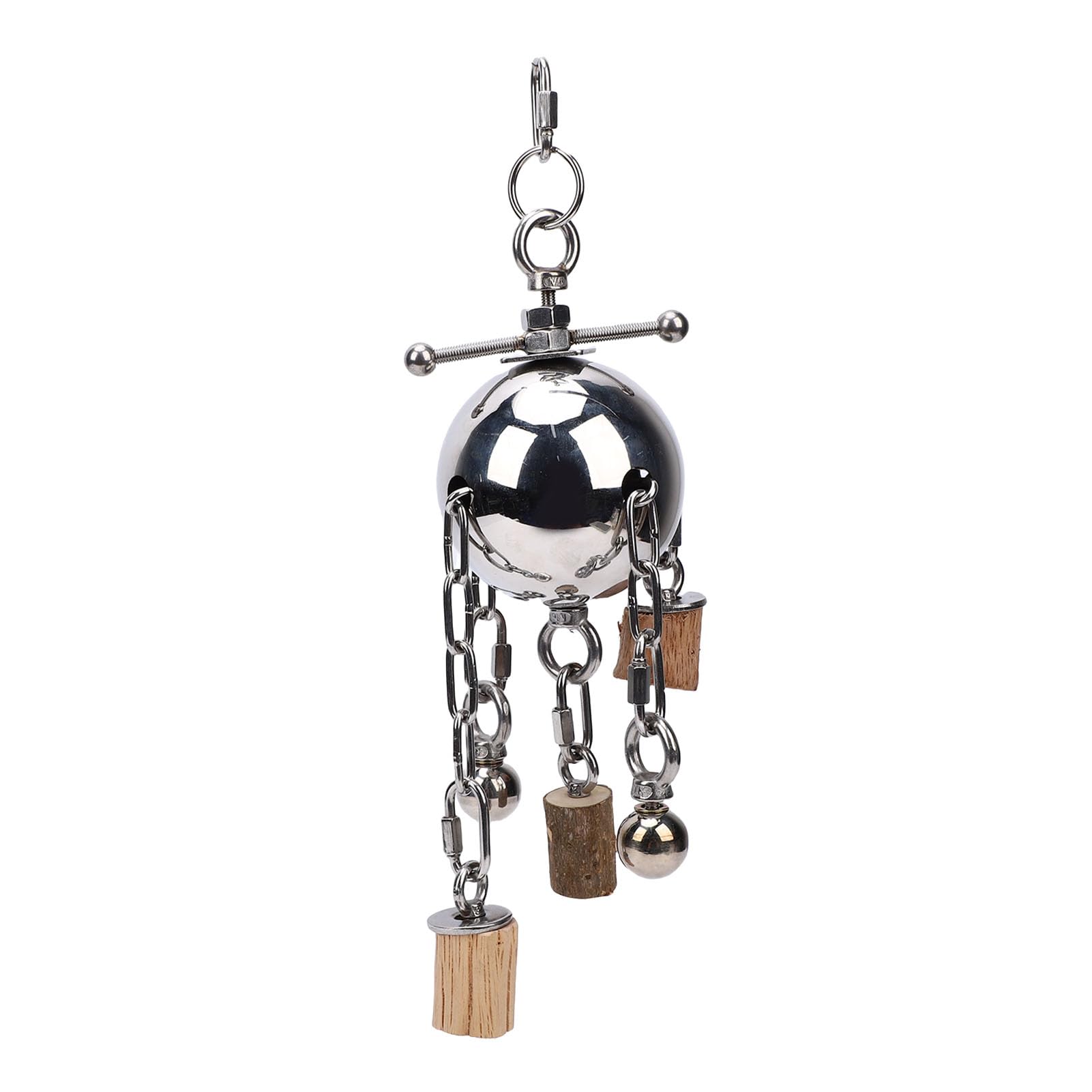 Topiky Jouet à Mâcher Suspendu en Acier Inoxydable, avec Cloche, pour Perroquets de Grande et Moyenne Taille, Enrichissement de la Cage, Soulagement de l'anxiété, Jeu Interactif