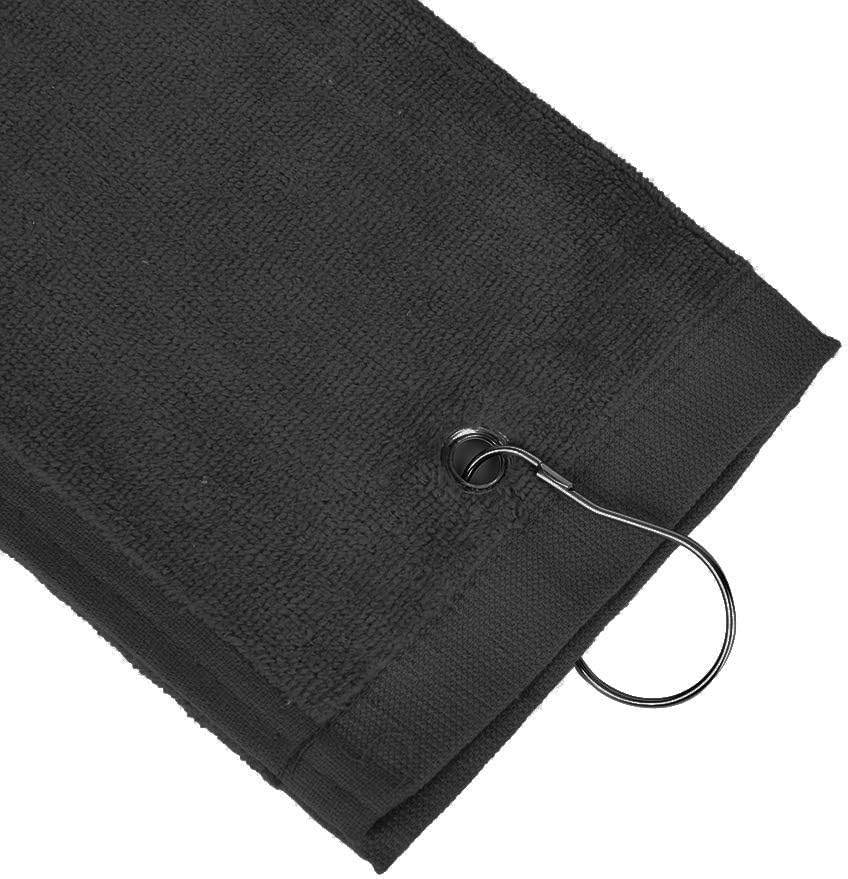 2 Pack Golf Fold Towel with Metal Carabiner Clip Sports Hiking Black 12inch x 16inch - Image 4