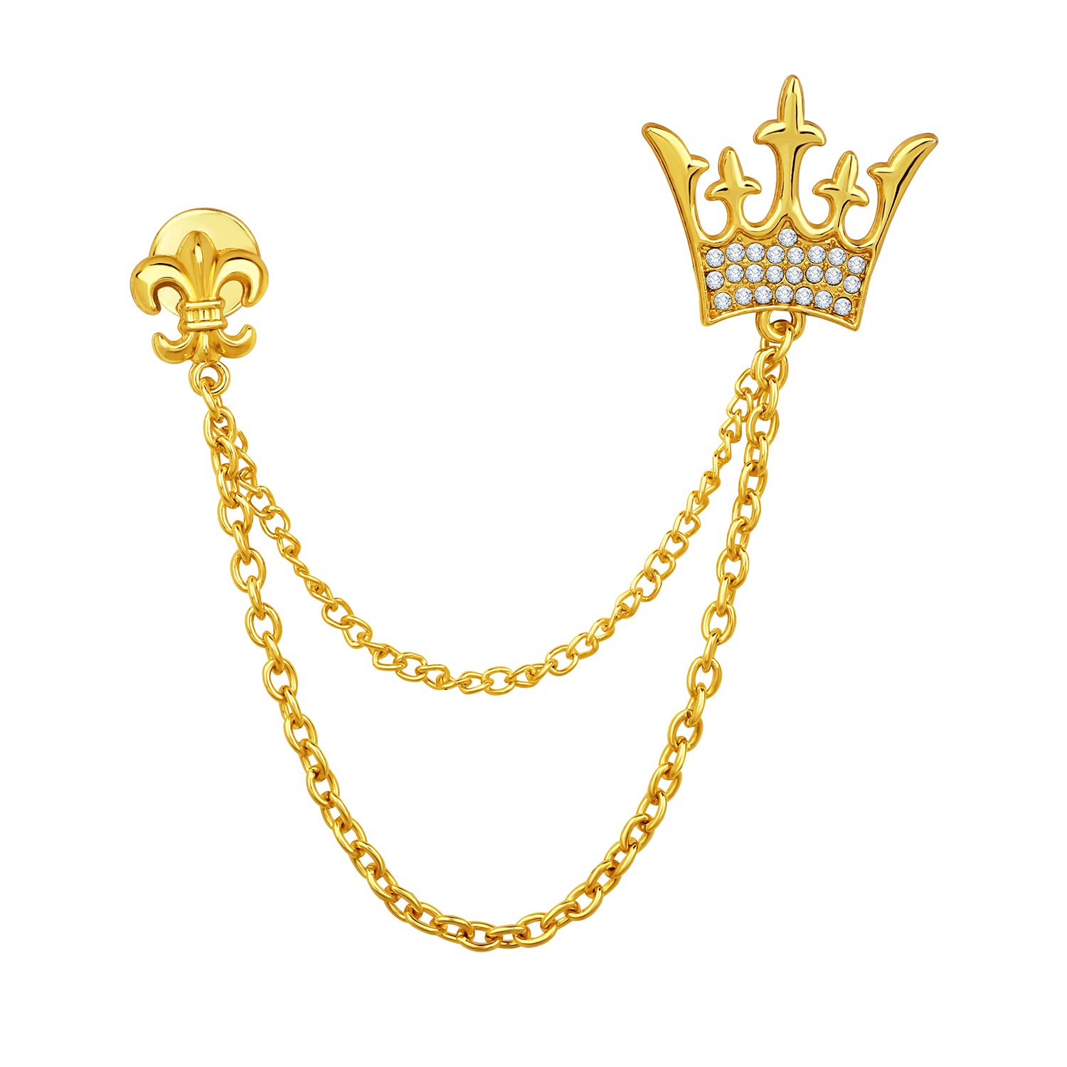 Mahi White Crystals Mens Royal Crown Dual Chain Brooch (BP1101052G) (B09SHTLDT9) Amazon Price History, Amazon Price Tracker