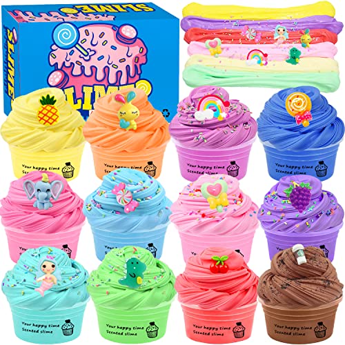 uscan Cloud Slime Butter Slime Kit, Fluffy Slime for Kids Slimes Pack of 12, Slime Party Favors for Kids Slimes Kit for Girls Boys Toys for 3 4 5 6 7 8 9 10 11 12 Year Old Kid (pack-01)