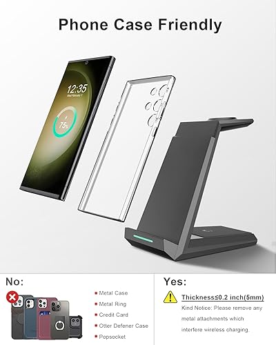 Miniatura 5 de Cargador inalámbrico para Samsung, ADADPU 3 en 1 estación de carga para múltiples dispositivos, soporte de carga rápida para Galaxy S25 S24 S23 S22