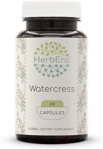 Watercress 60 Capsules, 800 mg, Concentrated Liquid Drops Natural Watercress (Nasturtium Officinale) Dried Herb (60 Capsules)
