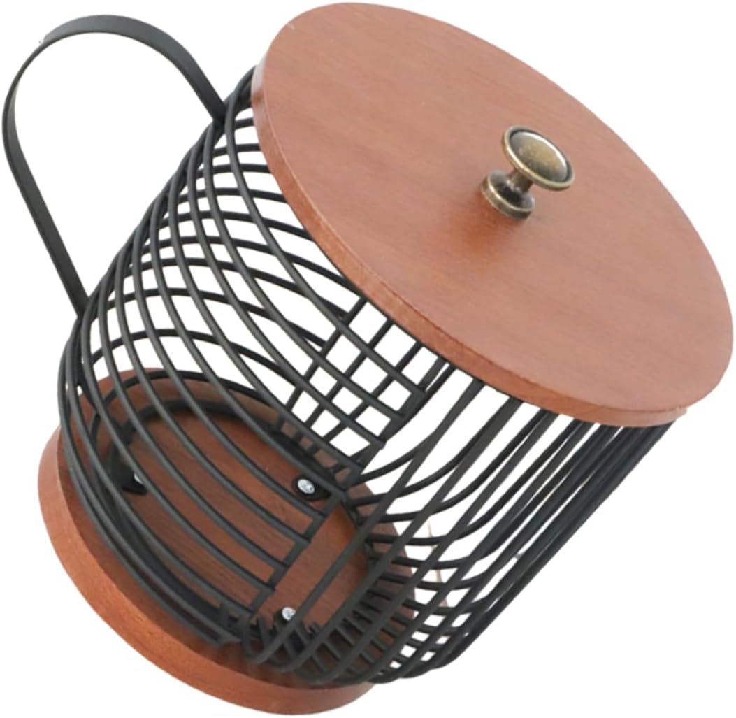 Cabilock Wooden Coffee Storage Rack Lid Capsule Organizer for Kitchen Counter Practical Metal Holder for Coffee Capsules and Tea Room