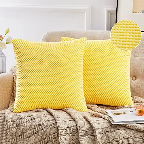 Deconovo Fundas Cojines de Pana, Decorativas para Salon Habitacion Hogar, Juego de 2, 40x40cm, Amarillo Cover