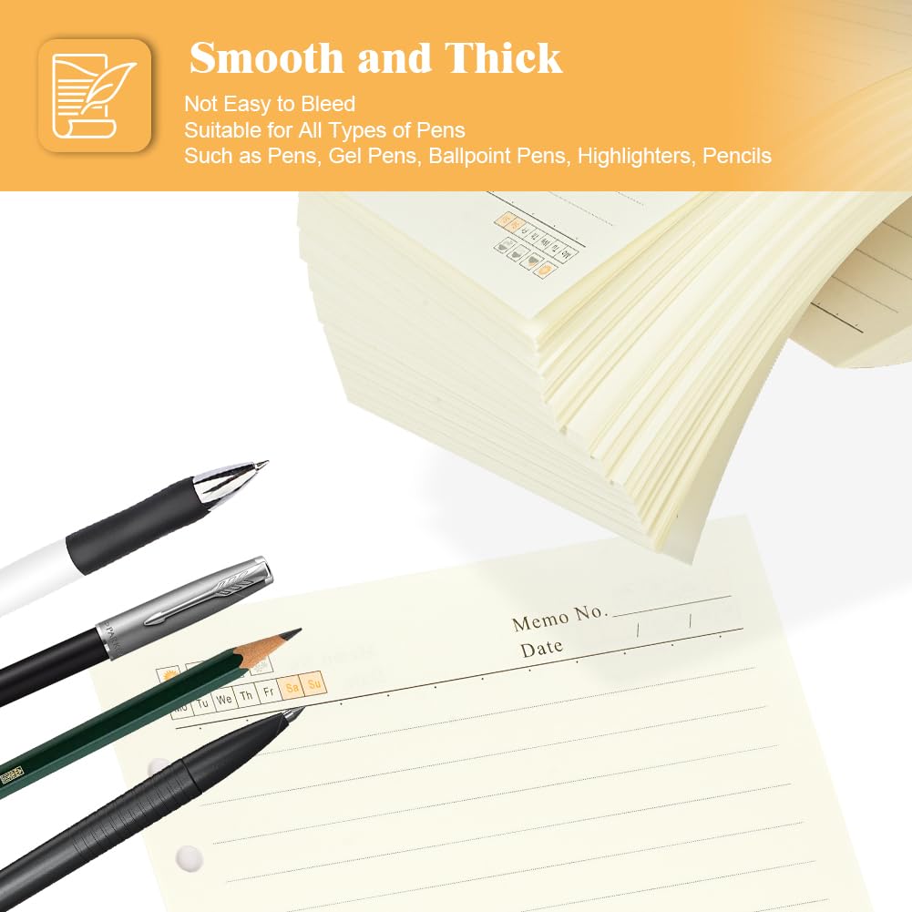 Vicloon A5 Loose Leaf Punched Paper, 180 Pages Horizontal Line Refill Paper - Image 4