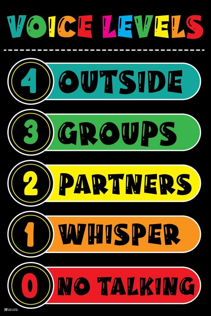 Laminated Voice Level Chart For Classroom Poster Dry Erase Wall Art 16x24