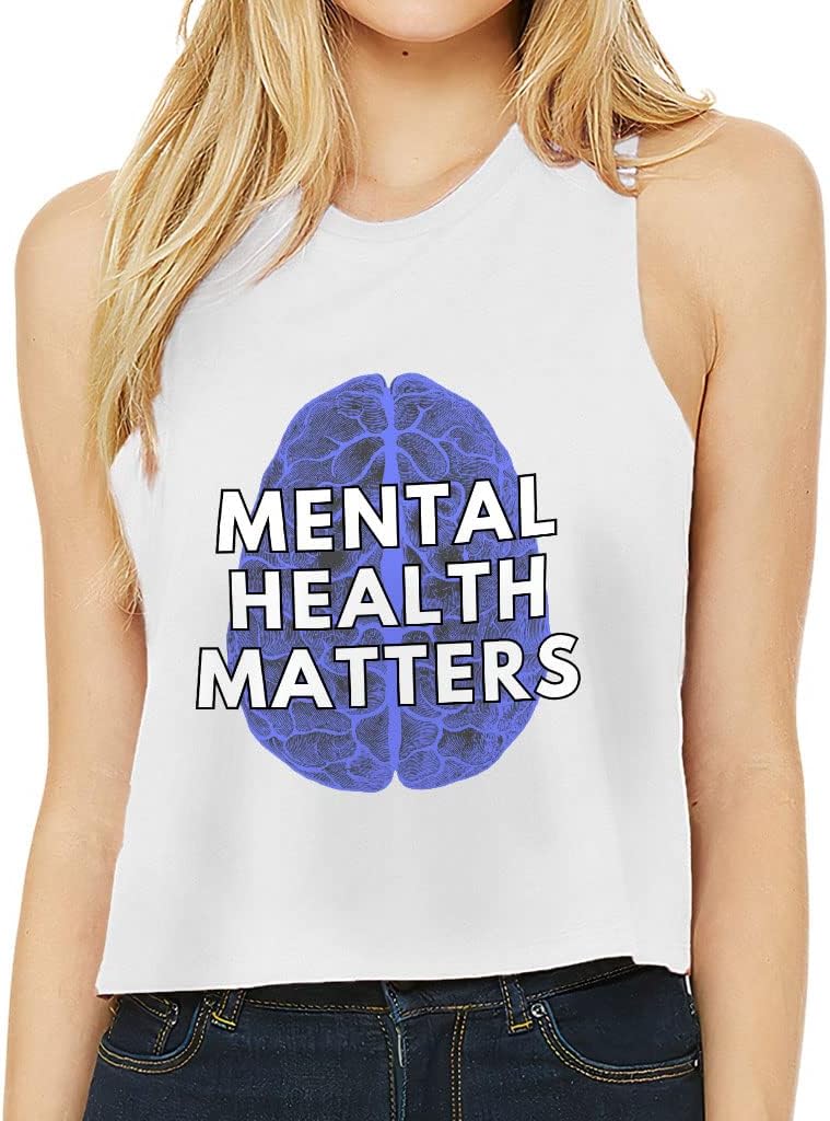 Mental Health Matters Racerback Cropped Tank - Quote Women's Tank - Unique Tank Top