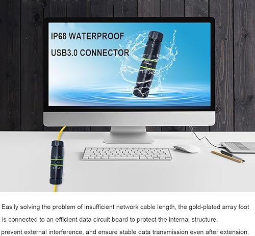 Miniatura 5 de PENGLIN 2 acopladores de montaje en panel USB 3.0, adaptador de paso USB impermeable al aire libre, conector USB 3.0 estándar industrial hembra a