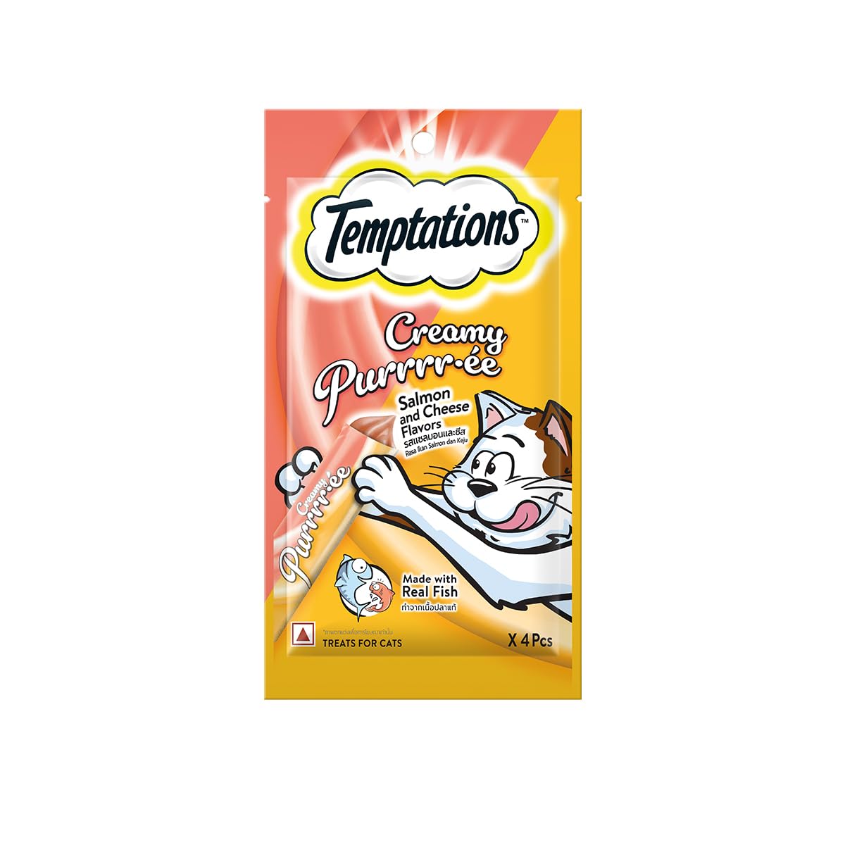 TemptationsCat Creamy Purrrr-Ee, Salmon & Cheese Flavour, Adult 1152G, Pack Of 24
