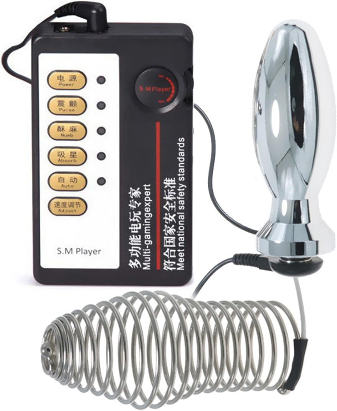 Electric Shock Multiple Hollow Penis Ring Cage Stainless Steel Anal Plug Electric Shock Combination Set Sm Sexy Male and Female Adult Sex Toys