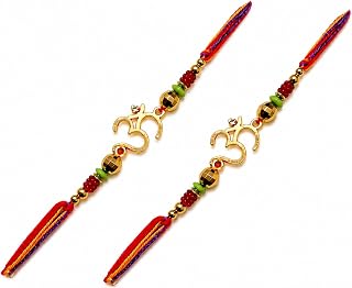 RAKSHAK Om Design Rakhi for Brother, Traditional Handmade Raksha Bandhan Bracelet with Gift Packaging