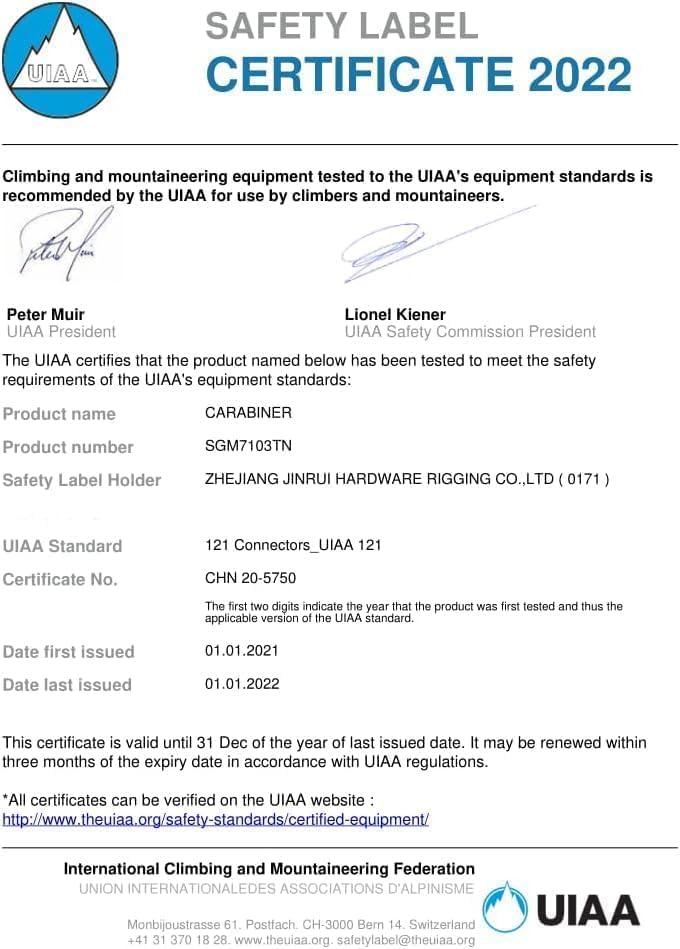 Auto Locking Carabiner Heavy Duty Carabiner 25kN UIAA Certified Climbing Carabiner Climbing Equipment Safety Carabiners for Rappelling, Hammocks, Rescue, Dog Leash, Swing - Image 4