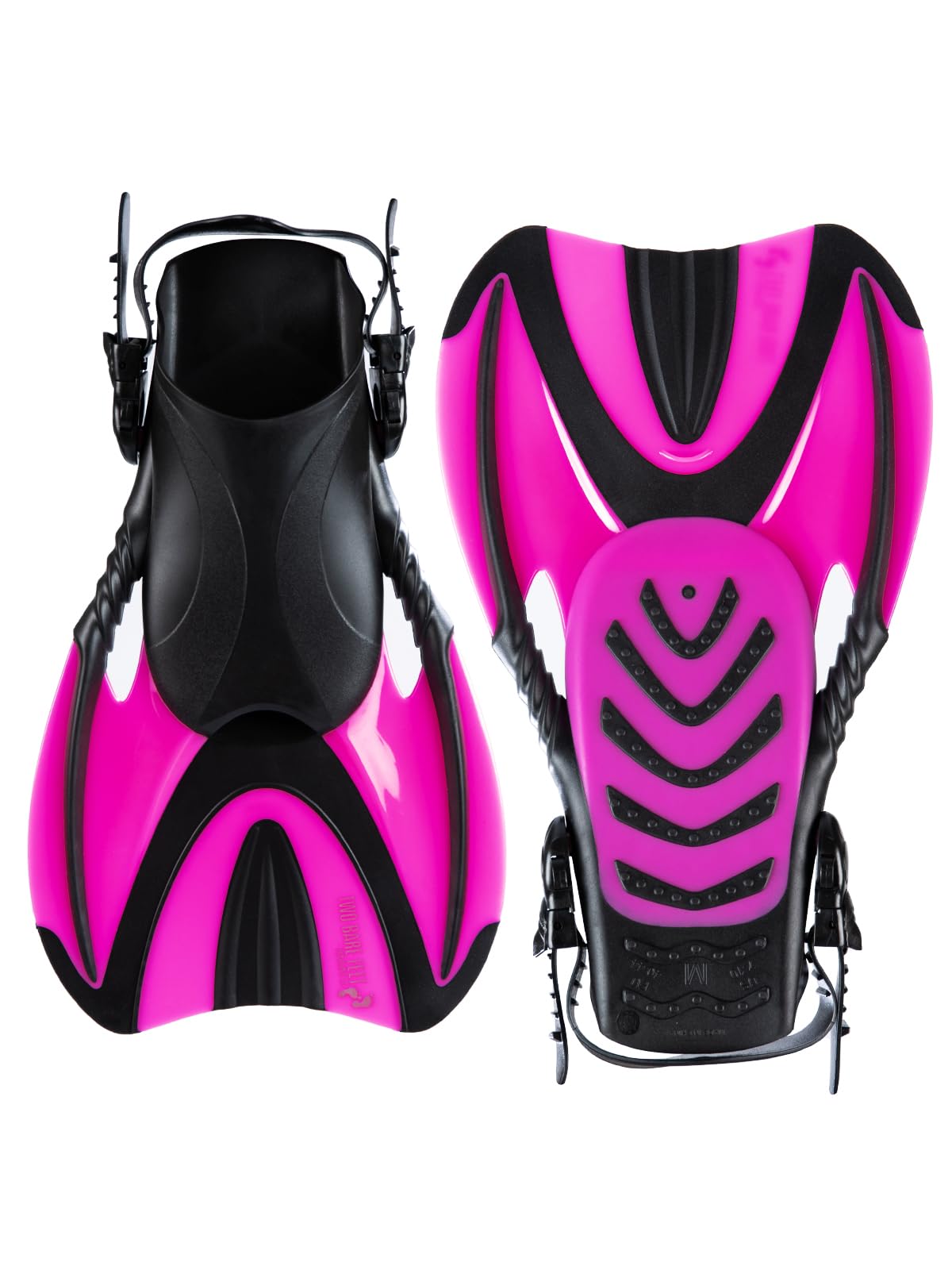 Two Bare Feet Open Heel DiveSport Swimming Diving Fins for Snorkelling for Men Women and Kids (Pink, L)