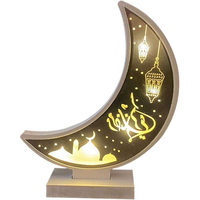 ラマダン用三日月ランプ イードムバラクledナイトライト卓上装飾用木製ムーンデコレーション ホリデーホームオーナメント用テーブルランプムーンライト Suibian 65enozwb1y ホーム キッチン Tdsc Sn