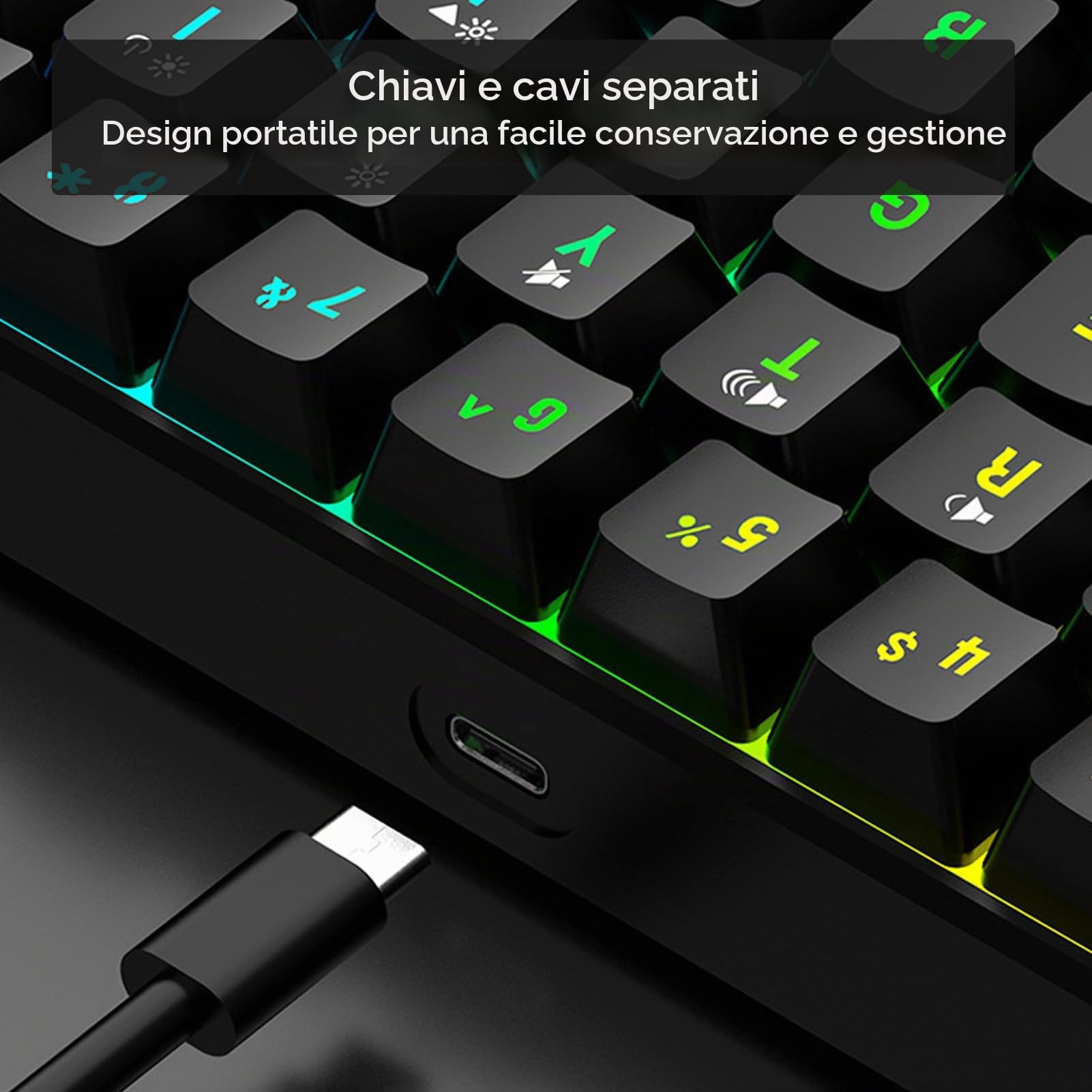 Combinazione Tastiera e Mouse da Gioco Al 60%, Set Tastiera e Mouse Retroilluminati RGB, Mini Tastiera Meccanica a 61 Tasti, Mouse Ottici Ergonomici, Set da Gioco Cablato per PC