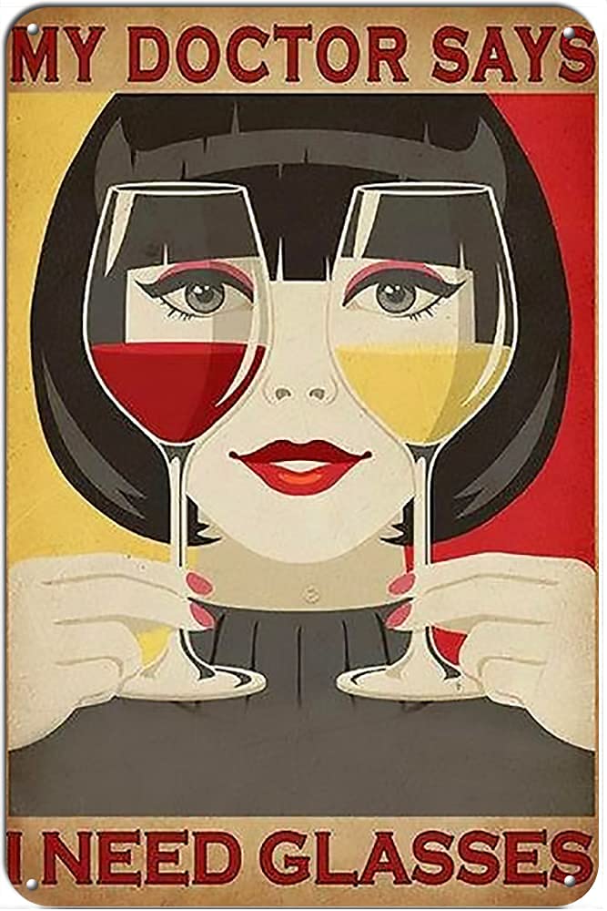 DAIERCY Retro Tin Sign My doctor says I need glasses Metal Tin Sign Wall Decor For Home Cafes Pubs Club Sign Gift Plaque Metal Tin 20x30 CM
