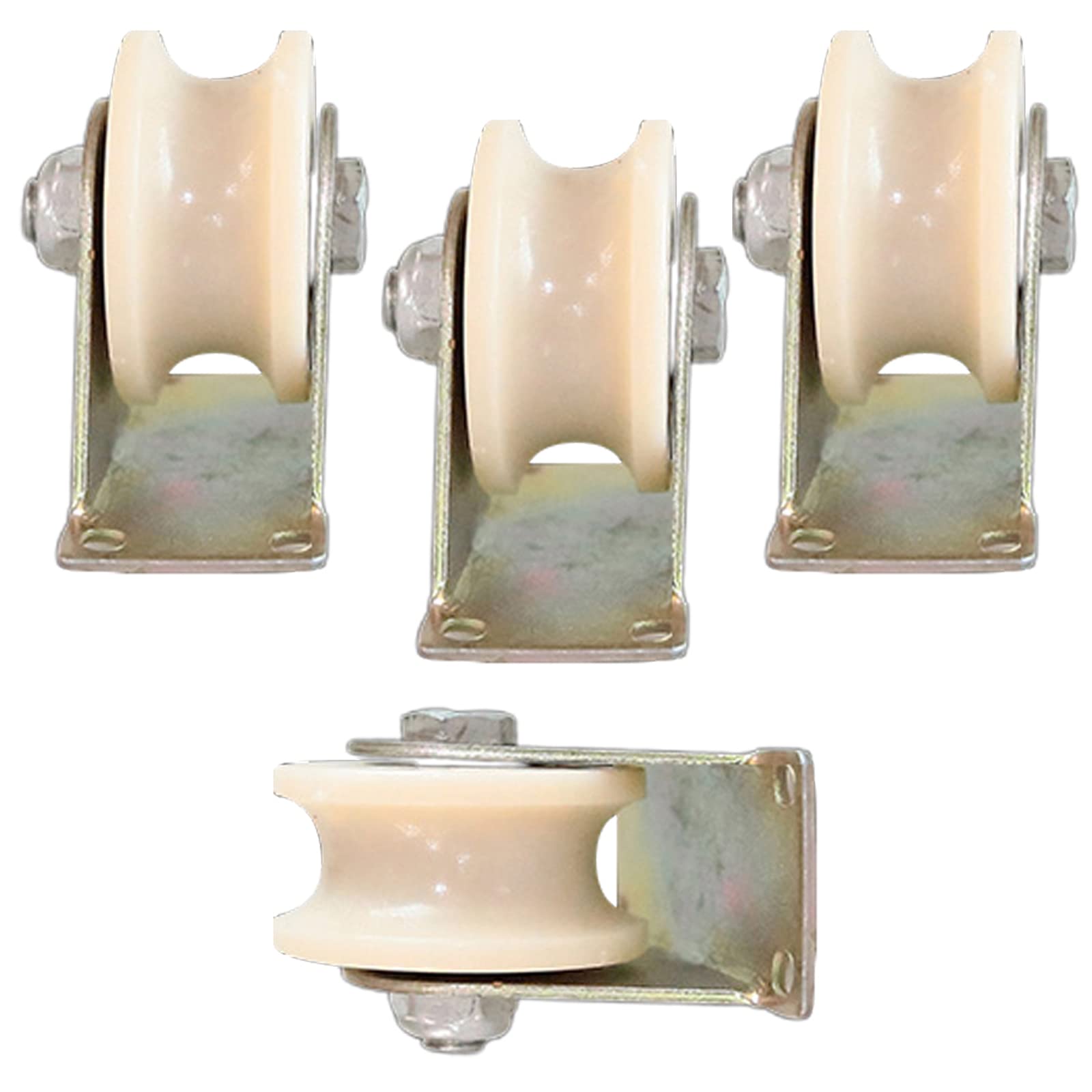 GBRJUYF Set of 4 Heavy Duty U-Groove Track Wheels -Nylon Casters for Sliding Doors Industrial Carts and Rolling Gates - 3in (79mm) Inverted Track Pulley System