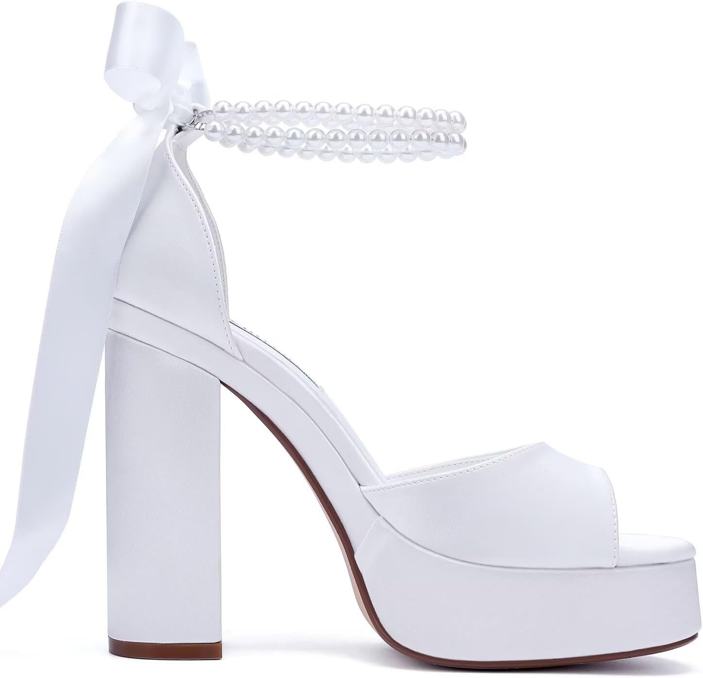 High Heel Platform Bridal Shoes Pearl Heels Wedding Shoes for Bride Platform Heeled Wedding Sandals - Image 4