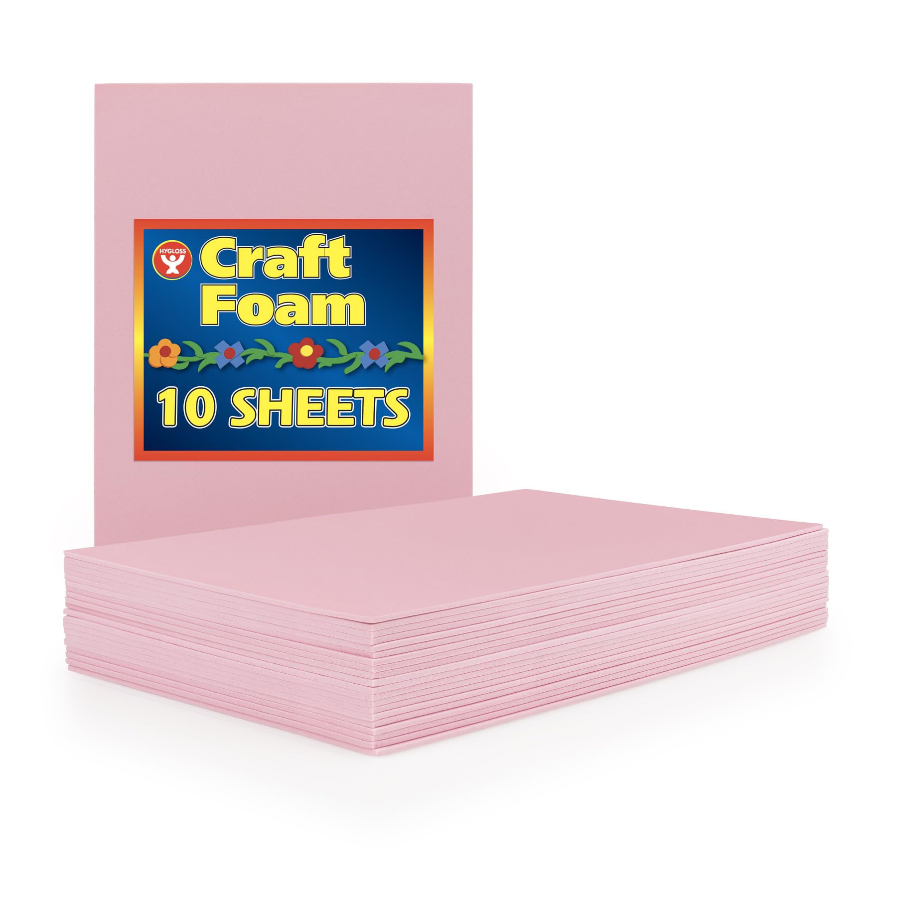 Hygloss Lot de 10 feuilles de mousse pour loisirs créatifs, rose