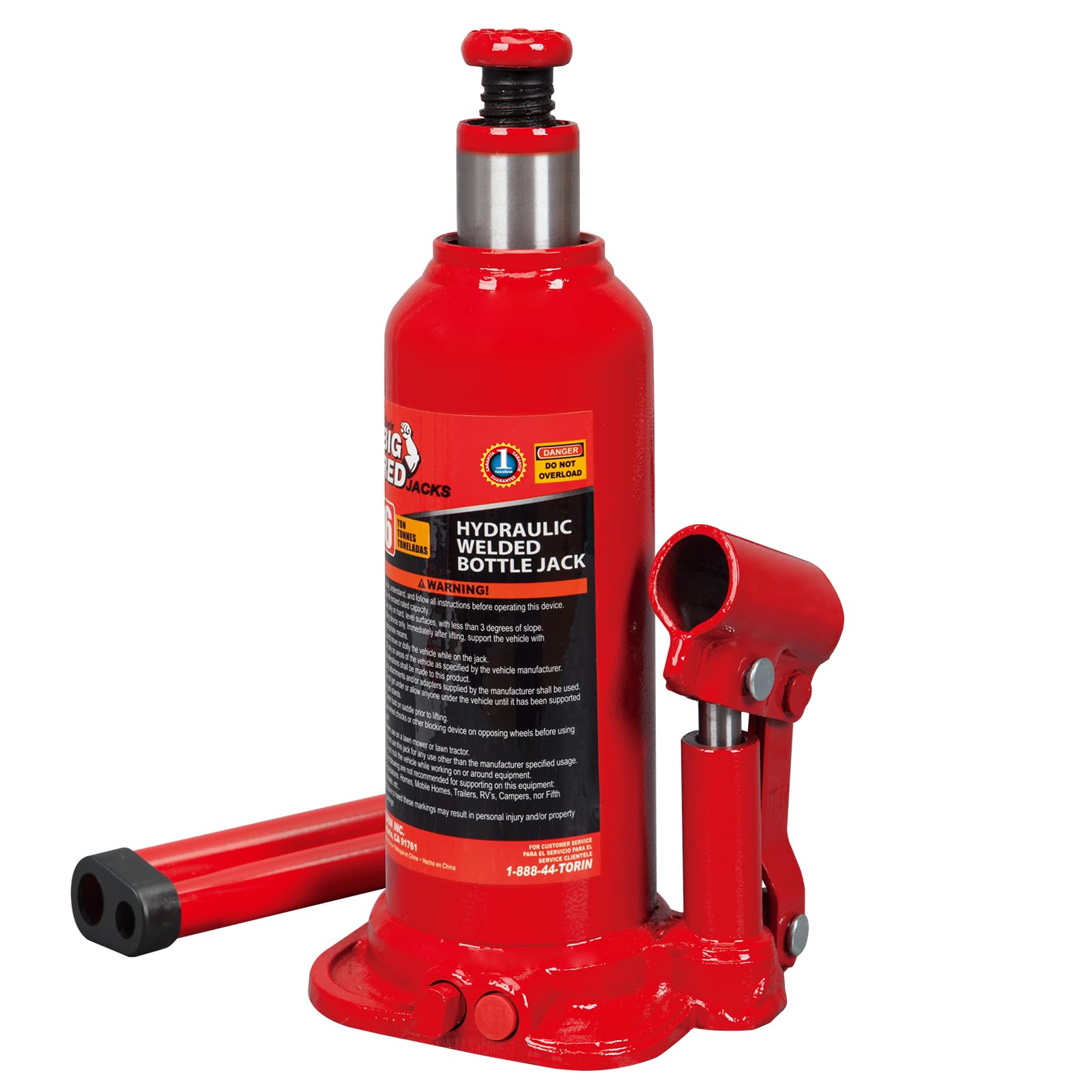 BIG RED 6 Ton (12,000 LBs) Capacity Hydraulic Welded Bottle Jack, TAM90603B