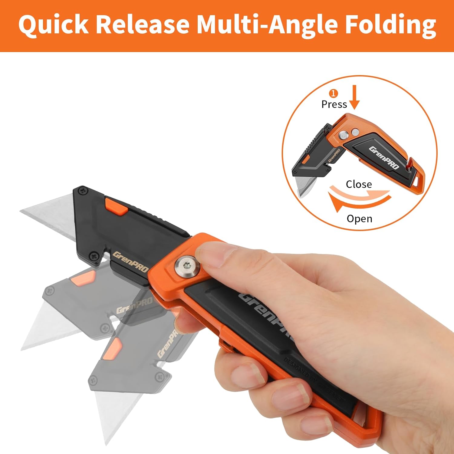 Utility Knife, Heavy Duty Box Cutter, Folding Knives with Blade Storage Design, Cutting Cardboard, Paper, Leather, Plastic, Rope, Boxes, Razor Box Opener with Extra 23PC Blades for Craft Tools