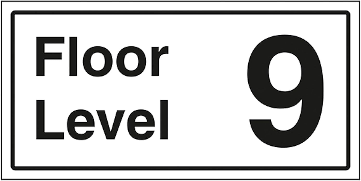 V Safety Floor Level 9 300 x 150 mm - Glow In The Dark 1mm Rigid Plastic Safety Sign