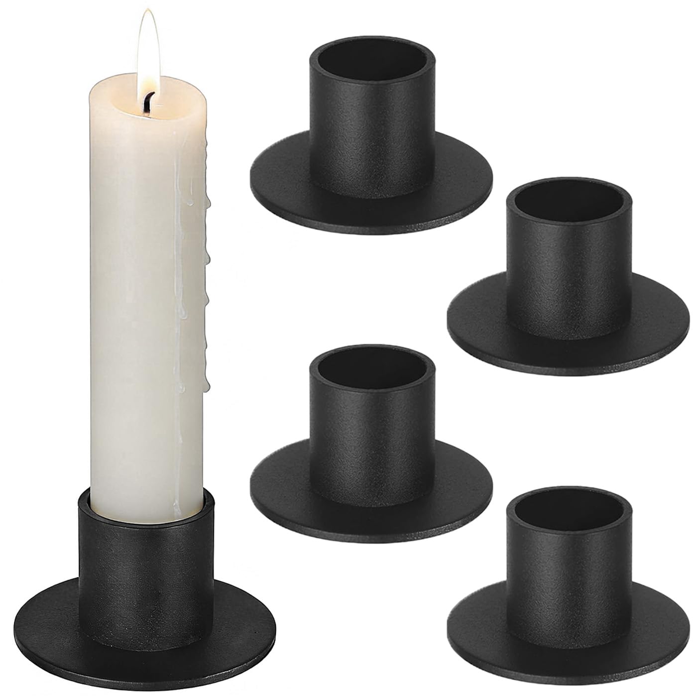 Filltown Iron Candle Holders Set of 4, Vintage Taper candle sticks holder, Black Candlestick Holders for Christmas Party Wedding Table Decoration