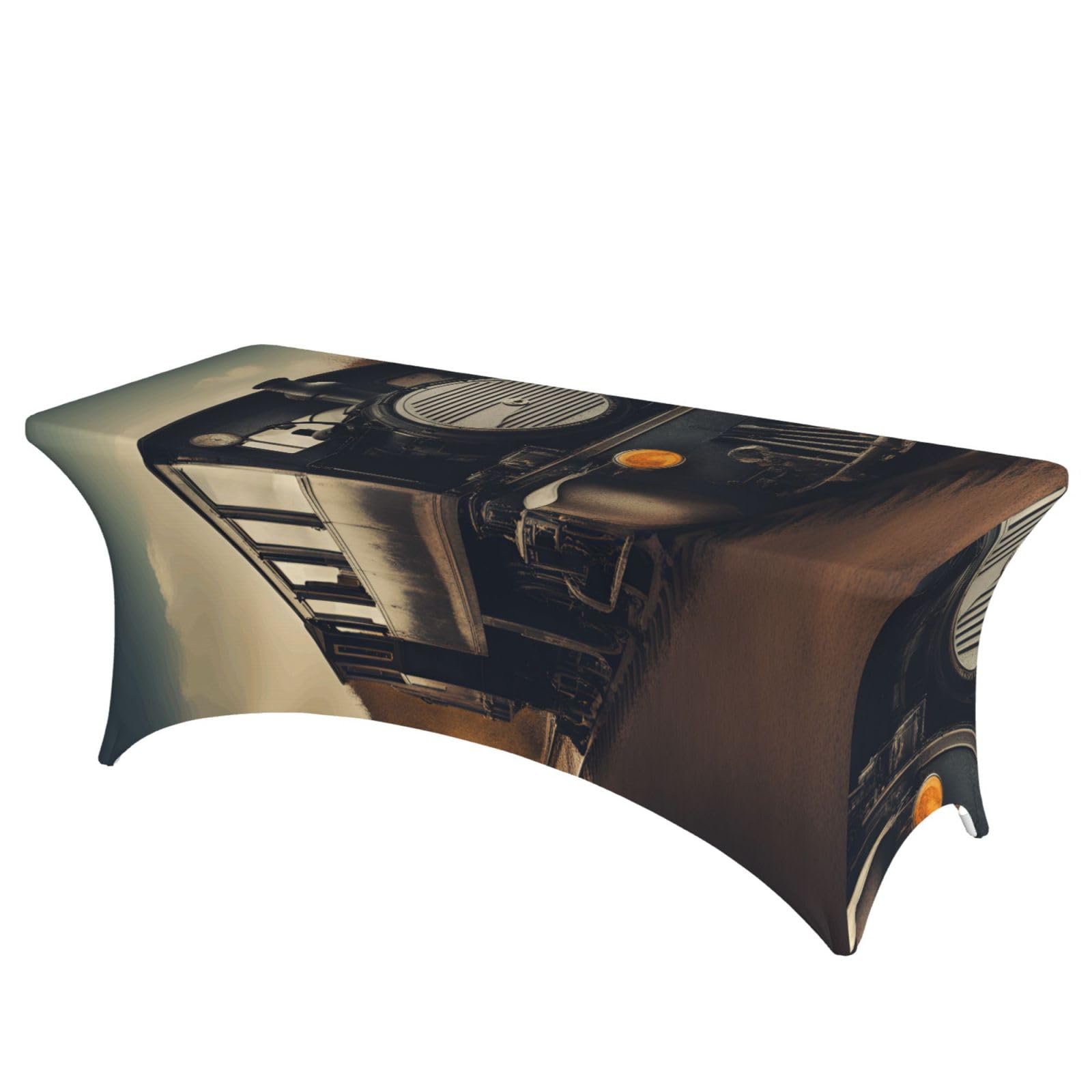 AYYQWE Locomotive Print Elastic Rectangular Tablecloth For Banquet Outdoor Picnics Office Table Cover