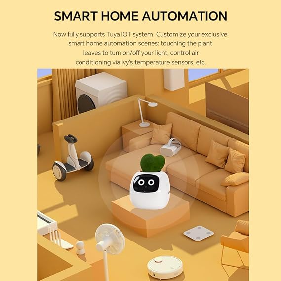 Cute Smart Plant Pot, Interactive Plant Pot, Multifunctional intelligent Pet, Big Data With 7 Sensors To Assist In Planting, for Succulents and Other Small Plants (yellow)
