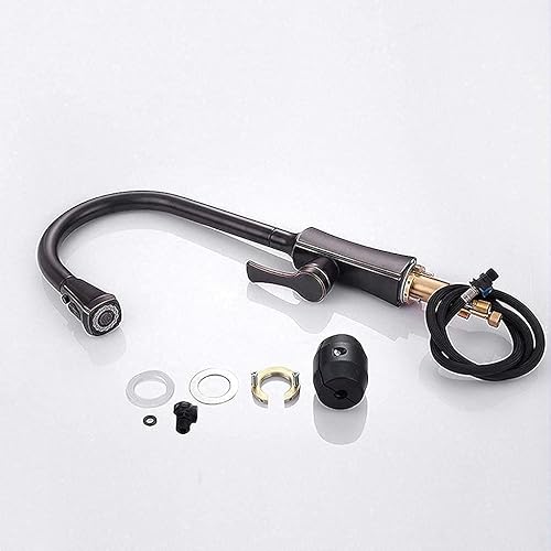 Miniatura 7 de Grifos de cocina grúa dorada cepillada para mezclador de agua de cocina, grifo mezclador de fregadero negro