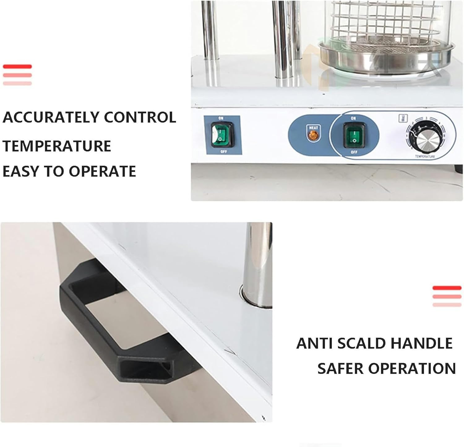 Hot Dog Steamer Bun Warmer, Electric Sausage Maker with Detachable Cover and Heating Aluminum Rod (Stick)