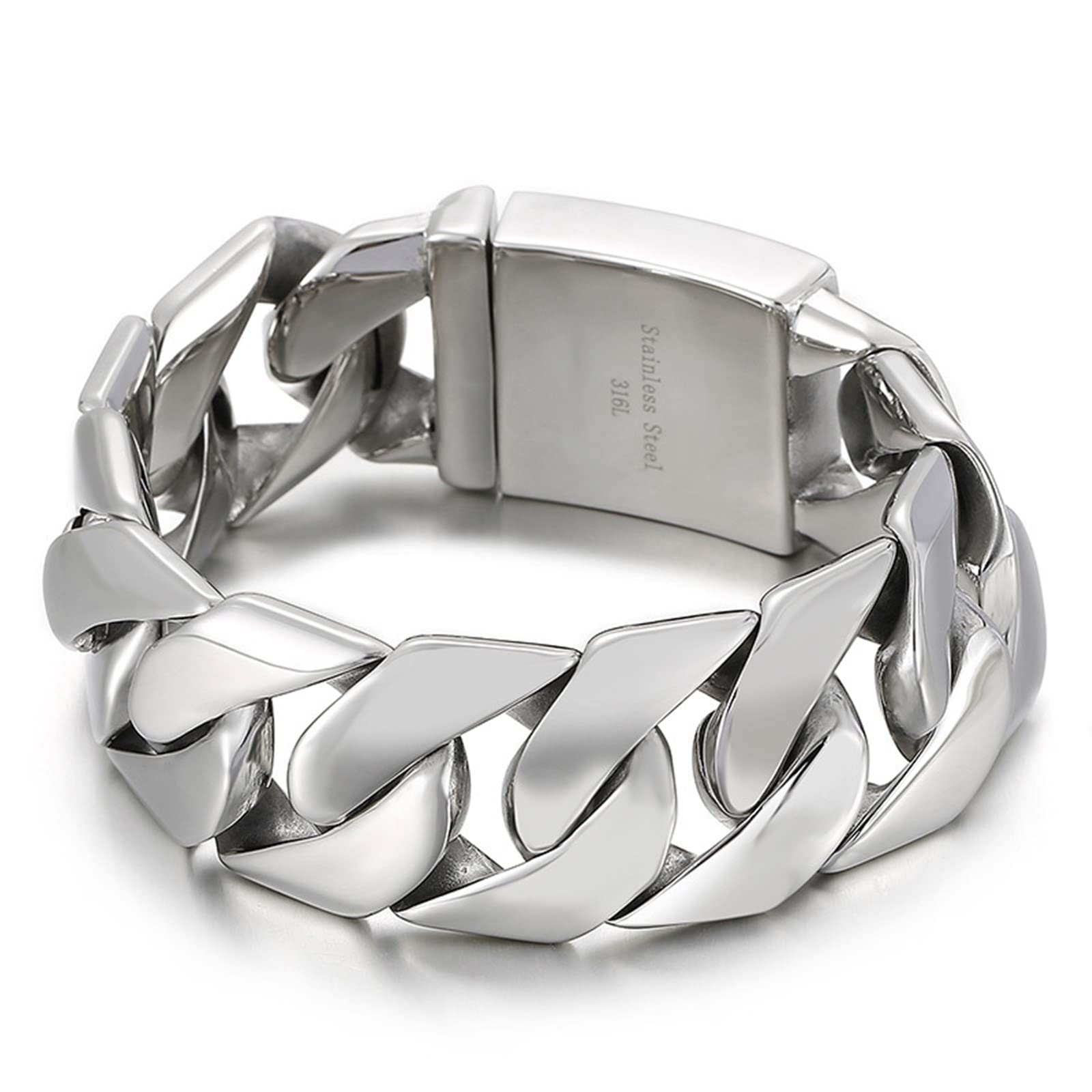 Bracelet Acier, Bracelet Vintage Argent Chaîne Épaisse Tressée Cadeau Saint Valentin Bracelet