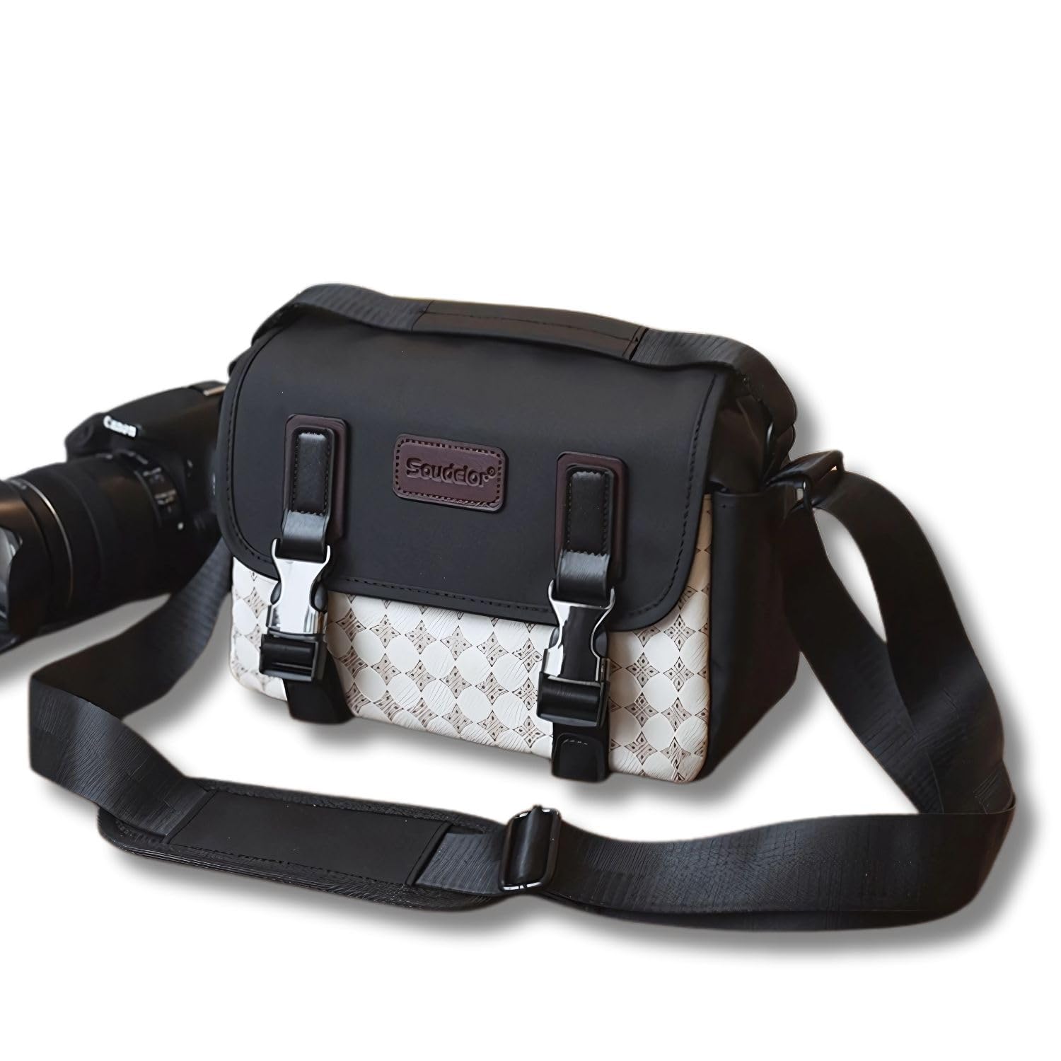 [Luaex]カメラバッグ 2way 撥水 【3ポケット 多収納】 小物収納 仕切り ショルダー 軽量 女性 女子 手提げ 軽い (アイボリー, 小)