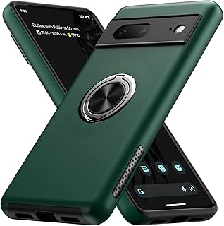 MMHUO for Google Pixel 7 Case,Dual Layer Military Grade Drop Protection Slim Pixel 7 Kickstand Case with Hidden Ring Holder Shockproof Protective Phone Case for Google Pixel 7 5G (2022),Dark Green