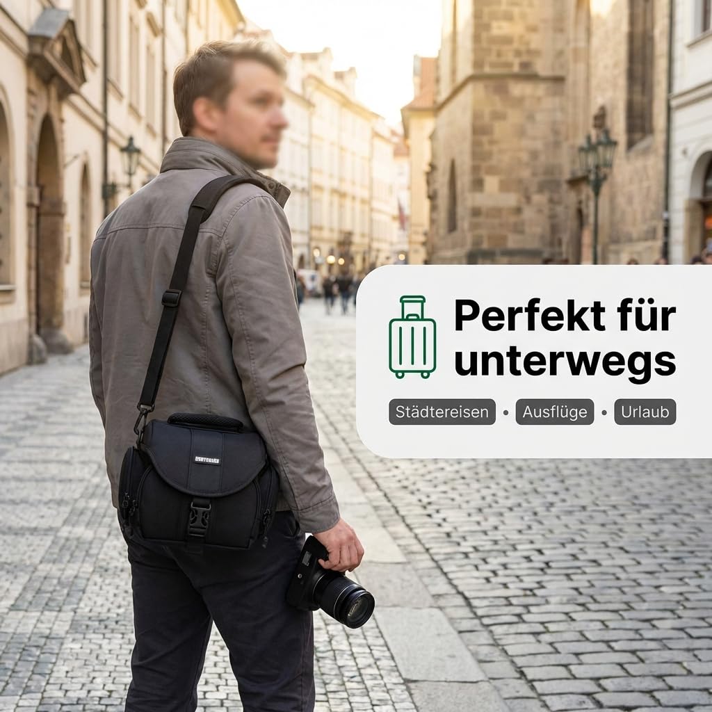 Bodyguard Borsa Fotografica per Bridge, Mirrorless e Piccole DSLR fotocamere, adatta a Panasonic FZ82, FZ1000, Sony HX400V, Nikon B500, B600, B700, Canon EOS M50, M100, Sony Alpha 6000, XL