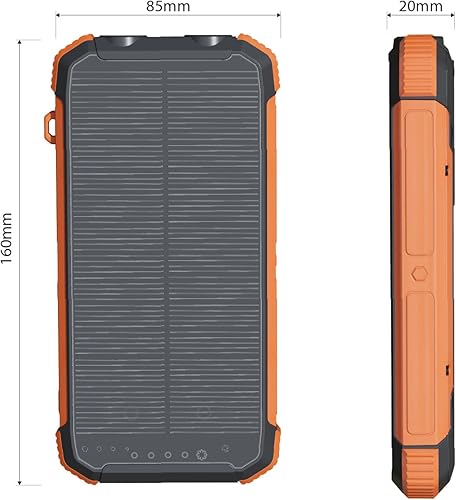 Miniatura 9 de ERRBBIC Cargador solar de 20000 mAh, cargador inalámbrico portátil, batería externa de carga rápida de 15 W con linterna dual y salidas USB C.