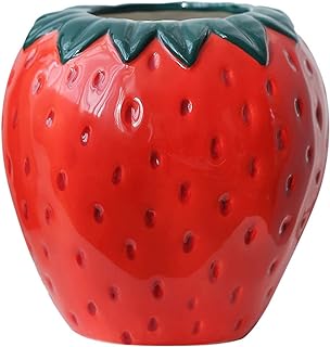 Vintage Inspired Strawberry Vase, Decorative Ceramic Vase Unique Home Decoration Vase Ornament, Suitable for Living Room, Kitchen, Garden,Strawberry