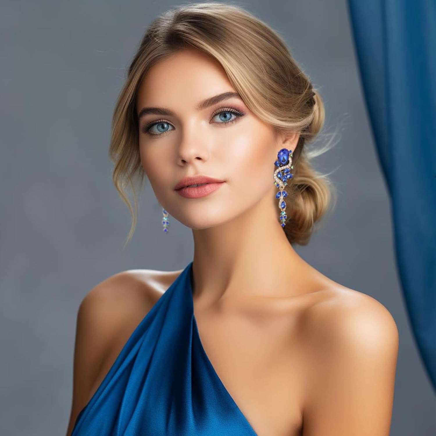 Fashion Rhinestone Statement Drop Dangle Earrings Long Colorful Crystal Bridal Wedding Teardrop Chandelier Earrings for Women Prom Pageant - Image 2