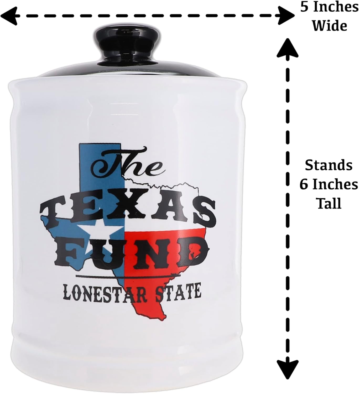Cottage Creek Texas Travel Essentials Piggy Bank, Adventure Fund Coin Jar, Gifts for Women & Men, Mom Gifts, Desk Decor with Texas Flag, Candy Dish, Texas Souvenirs & Road Trip