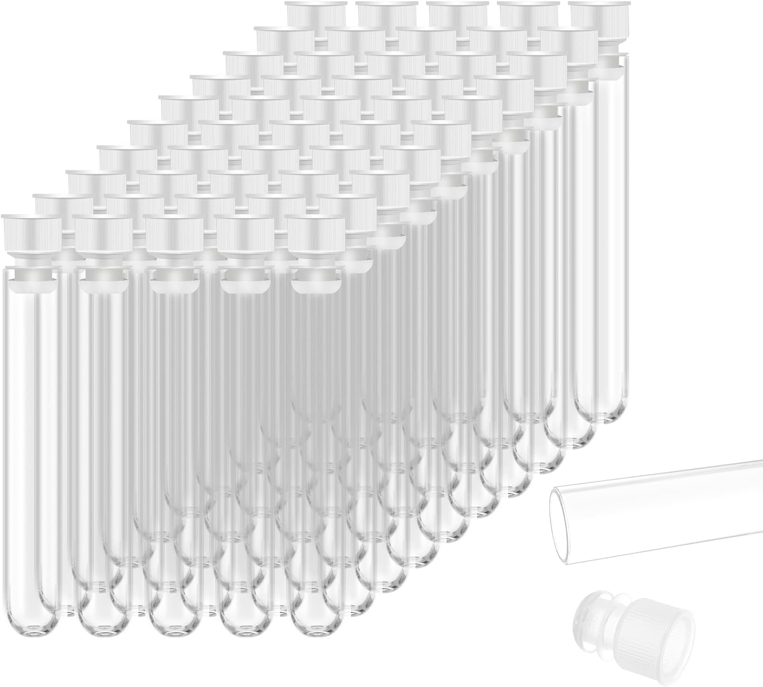 50 Pack Plastic Test Tubes,Plastic Sample Test Tubes Gift Tubes with Caps, Empty Test Tubes With Lids, Transparent Plastic Test Tubes With Lids Test Tube for Powder Liquid DIY Birthday Present