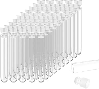 50 Pack Plastic Test Tubes,Plastic Sample Test Tubes Gift Tubes with Caps, Empty Test Tubes With Lids, Transparent Plastic Test Tubes With Lids Test Tube for Powder Liquid DIY Birthday Present