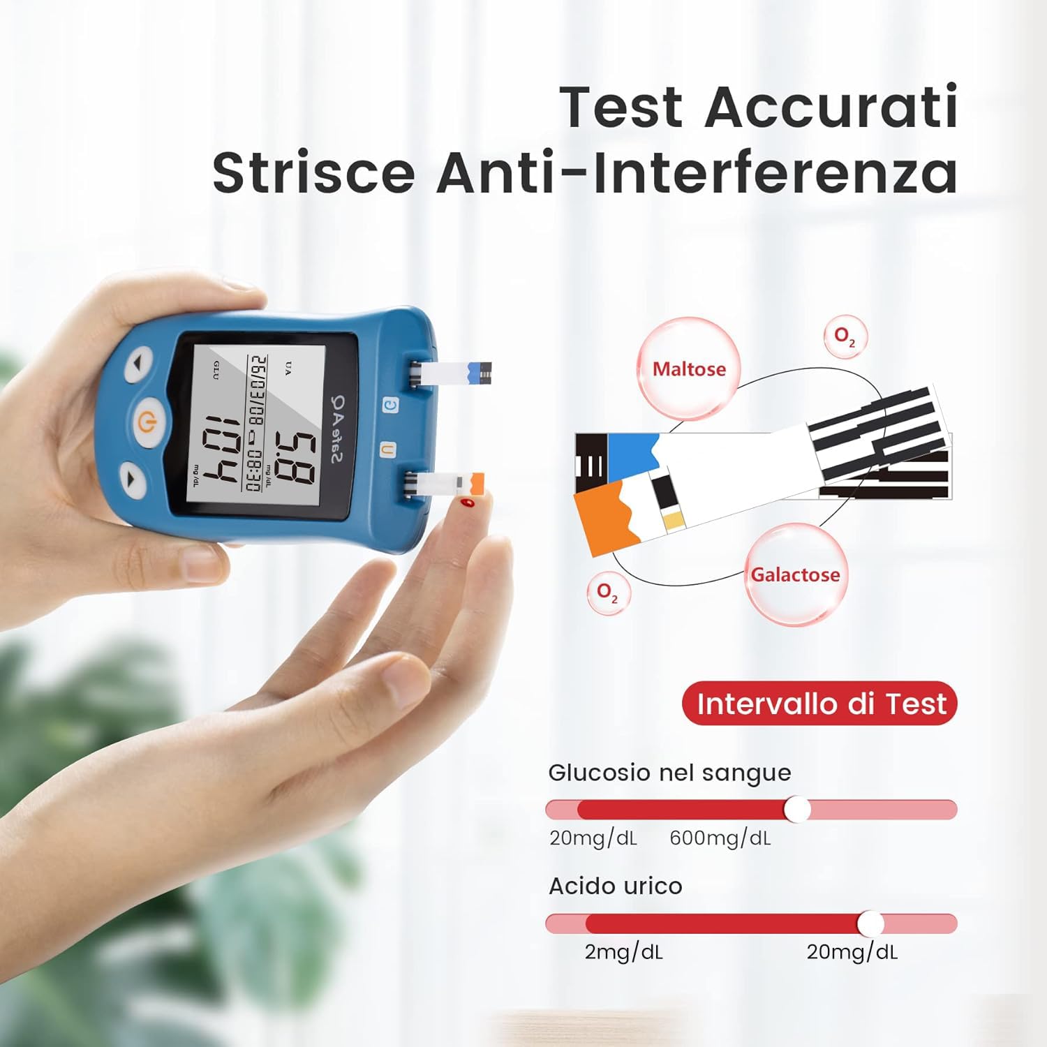 Sinocare Misuratore di Glicemia e Acido Urico, Safe AQ UG Multifunzione 2 in 1 Kit di Monitoraggio Accurati Test a casa, con 50 Strisce Reattive per il Glucosio e 50 Strisce per l'Acido Urico -mg/dL