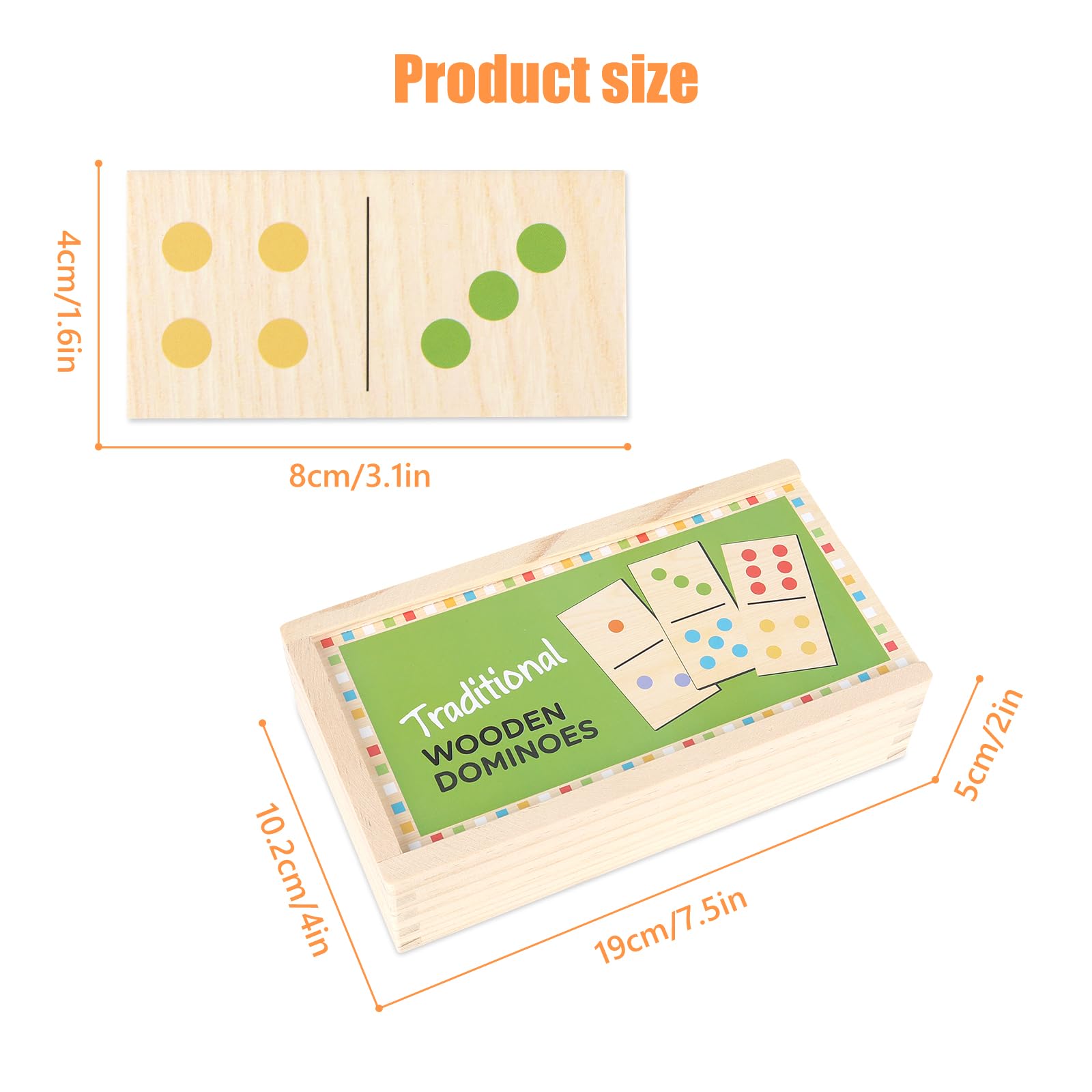 Hojalis Wooden Dominoes Set, 28 Pieces Portable Kids Dominoes with Storage Box - Image 2