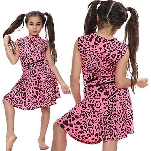 A2Z 4 Kids Kids Girls Skater Dress Designer's Leopard Print Neon Colors Top Dance Party Fashion Summer Dresses with A Free Belt Age 5 6 7 8 9 10 11 12 13 Years - Image 4