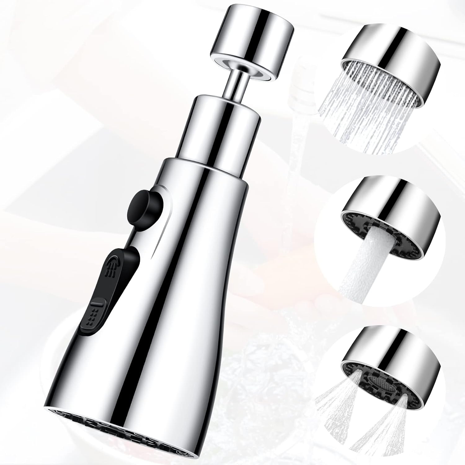 Kitchen Tap Spray Head with 3 Modes, Tap Extender for Kitchen Sink, 360
