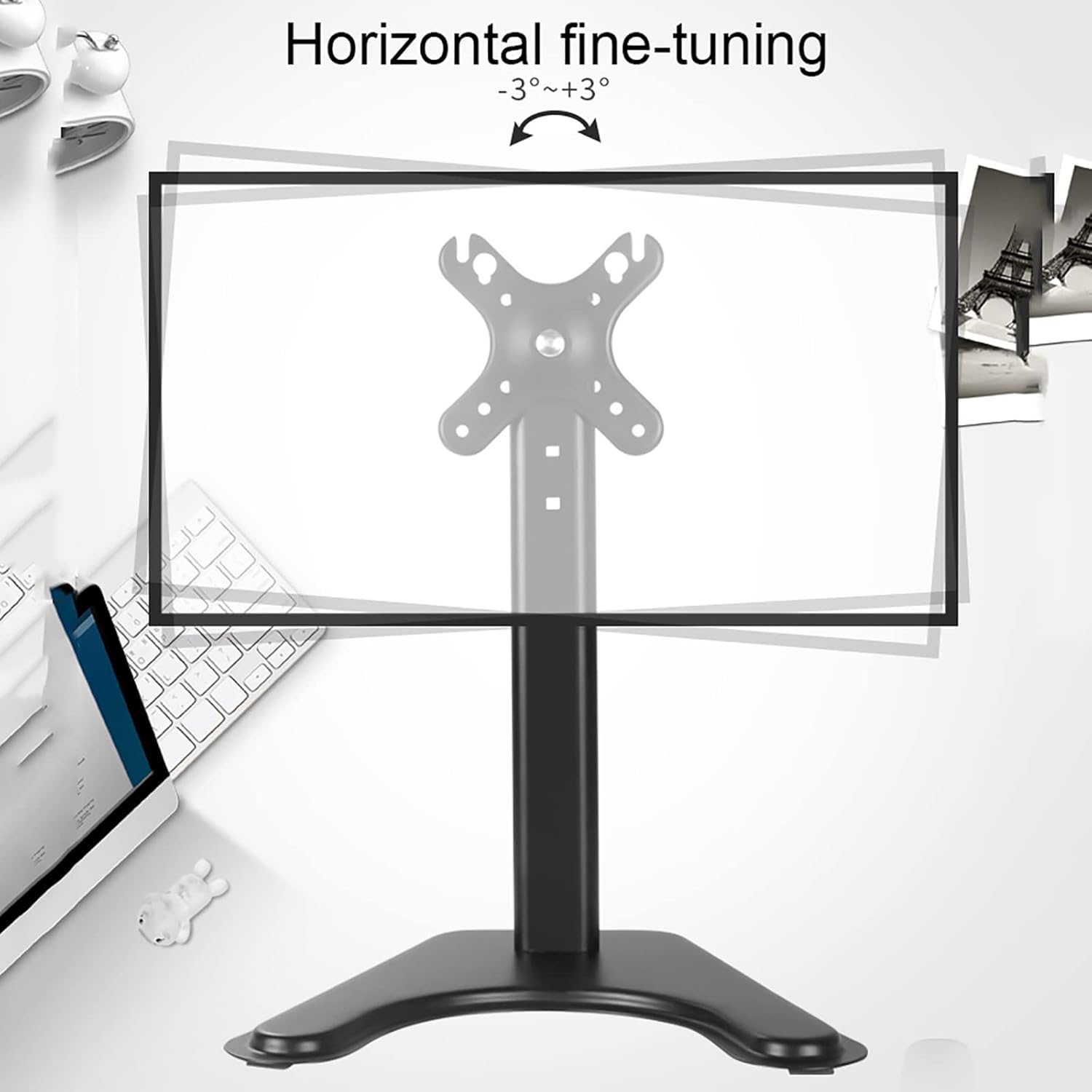 Table Top TV Stand, Height Adjustable Tabletop TV Base, for 14 to 32 Inch Flat TV, Max 100x100mm, Mount Holds Up to 16.5lbs/7.5kg