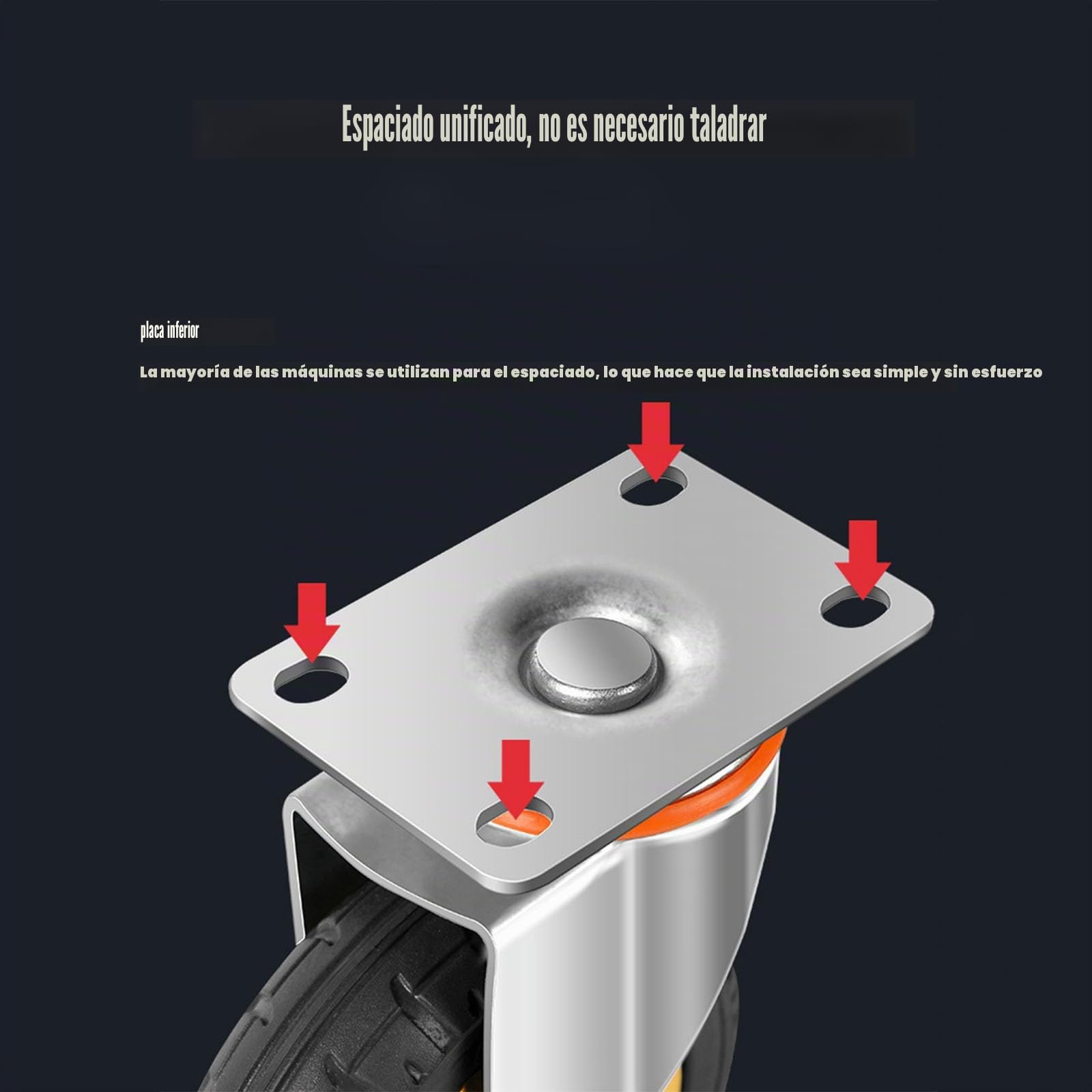 5" Ruedas con doble cerradura de seguridad, un juego de 4, pesadas, carga máxima de 2000lbs, adecuadas para carritos, muebles, mesas de trabajo (Negro, 13cm/5", 2 Ruedas fijas + 2 Ruedas con freno)